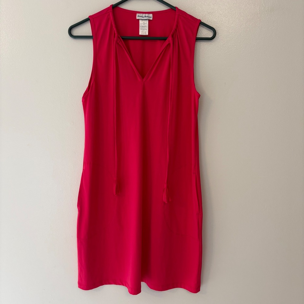 Tommy Bahama Hot Pink Sleeveless Tassel Tie Swim Cover Up Dress XS Pockets